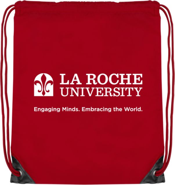 La Roche Drawstring Backpack La Roche University Institutional with Tagline - ONLINE ONLY