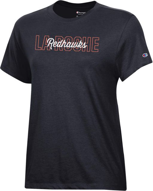 La Roche Champion Womens Core Short Sleeve Tee La Roche Redhawks Layered Text - ONLINE ONLY