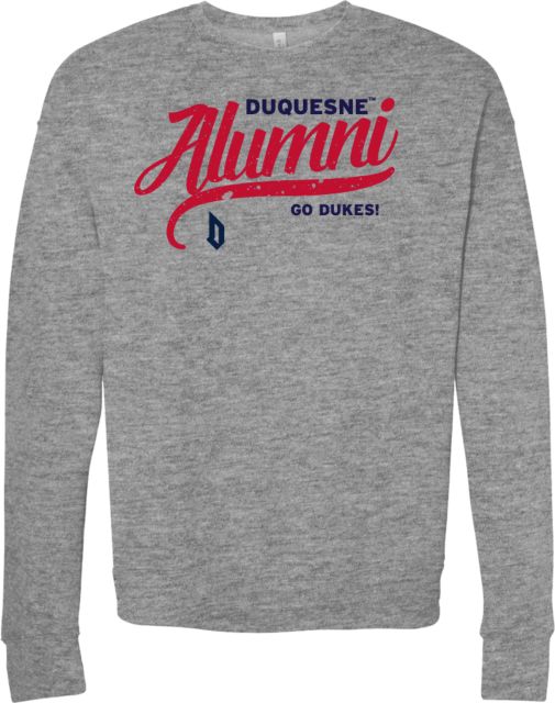 Duquesne Bella + Canvas Fleece Crew Duquesne Alumni Script Distressed - ONLINE ONLY