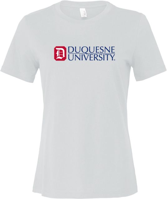 Duquesne Bella + Canvas Womens Relaxed Cotton T Shirt Duquesne University Logomark - ONLINE ONLY