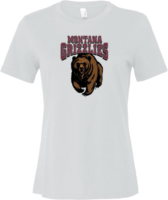 Montana Bella + Canvas Womens Relaxed Cotton T Shirt Montana Grizzlies Primary Mark - ONLINE ONLY