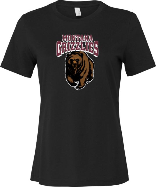 Montana Bella + Canvas Womens Relaxed Cotton T Shirt Montana Grizzlies Primary Mark - ONLINE ONLY