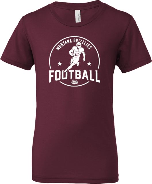 Montana Bella + Canvas Youth Jersey T Shirt Montana Grizzlies Football Player Design - ONLINE ONLY