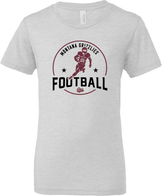 Montana Bella + Canvas Youth Jersey T Shirt Montana Grizzlies Football Player Design - ONLINE ONLY