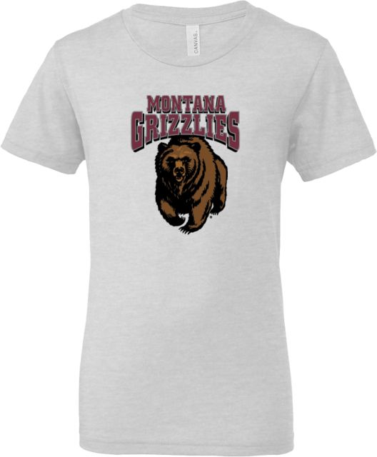 Montana Bella + Canvas Youth Jersey T Shirt Montana Grizzlies Primary Mark - ONLINE ONLY