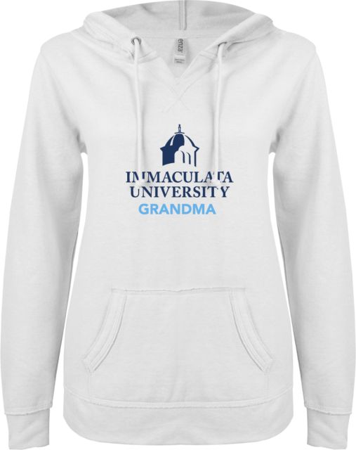 Immaculata ENZA Ladies V Notch Raw Edge Fleece Hoodie Grandma - ONLINE ONLY