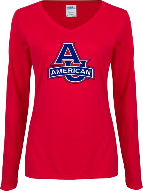 American University Ladies Long Sleeve V Neck T-Shirt  - ONLINE ONLY