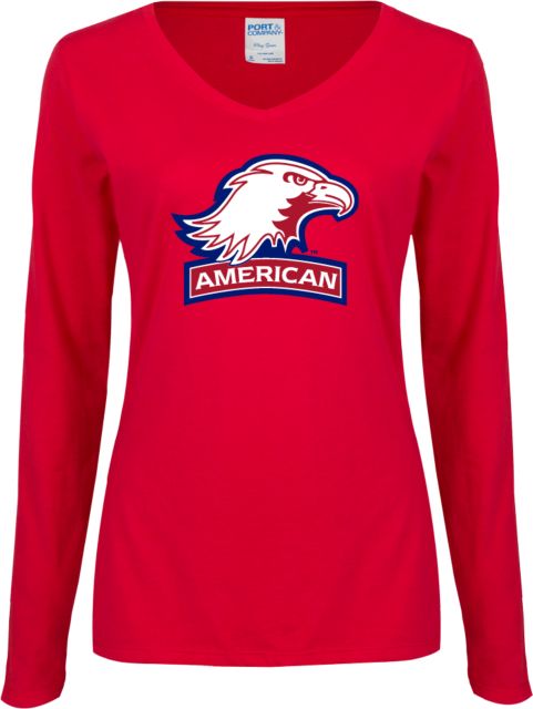 American University Ladies Long Sleeve V Neck T-Shirt  - ONLINE ONLY