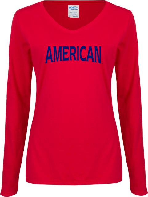 American University Ladies Long Sleeve V Neck T-Shirt  - ONLINE ONLY