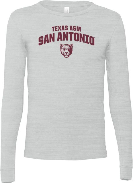 Texas A&M San Antonio Bella + Canvas Jersey Cotton Long Sleeve T Shirt Texas A&M San Antonio Arched with Mascot - ONLINE ONLY