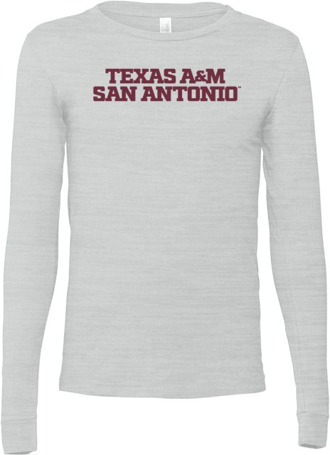 Texas A&M San Antonio Bella + Canvas Jersey Cotton Long Sleeve T Shirt Texas A&M San Antonio Wordmark Stacked - ONLINE ONLY
