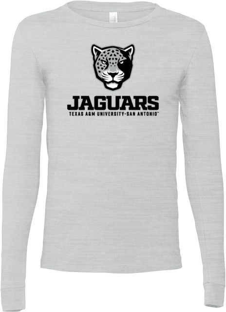 Texas A&M San Antonio Bella + Canvas Jersey Cotton Long Sleeve T Shirt Texas A&M University San Antonio Jaguars Wordmark Stacked - ONLINE ONLY