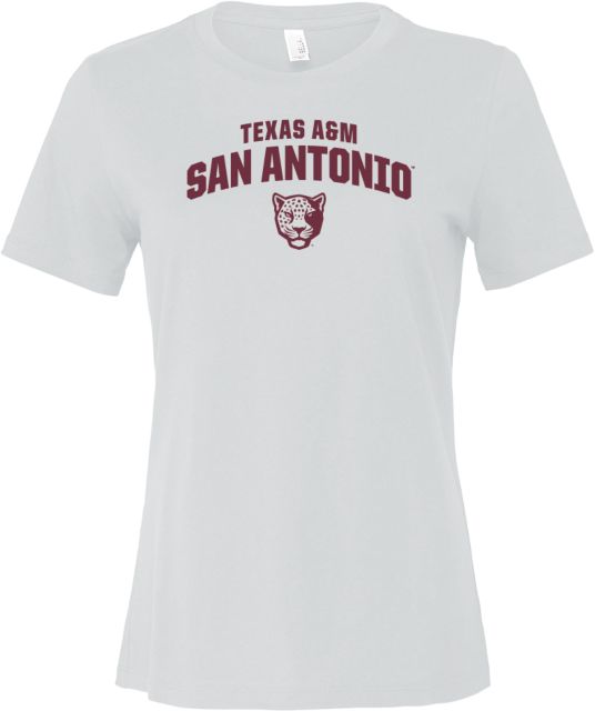 Texas A&M San Antonio Bella + Canvas Womens Relaxed Cotton T Shirt Texas A&M San Antonio Arched with Mascot - ONLINE ONLY