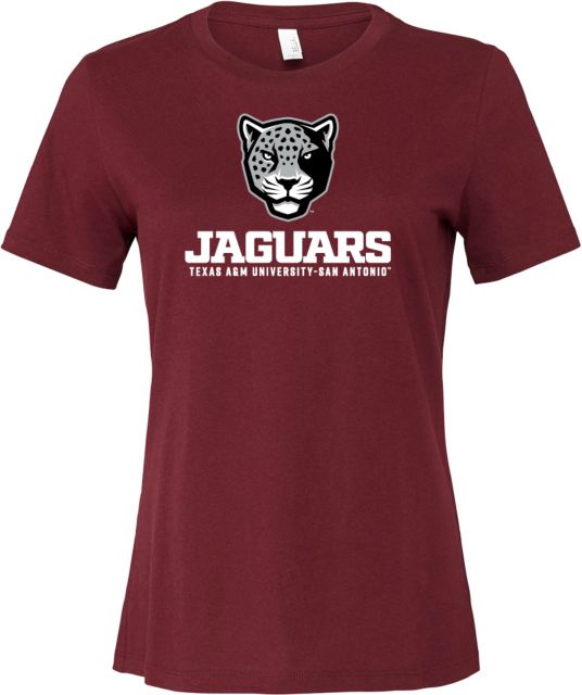 Texas A&M San Antonio Bella + Canvas Womens Relaxed Cotton T Shirt Texas A&M University San Antonio Jaguars Wordmark Stacked - ONLINE ONLY