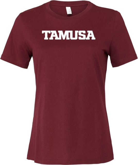Texas A&M San Antonio Bella + Canvas Womens Relaxed Cotton T Shirt TAMUSA Wordmark - ONLINE ONLY