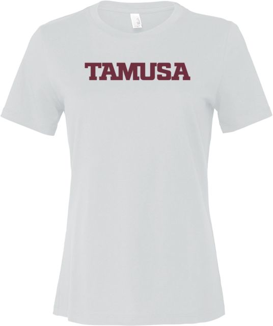 Texas A&M San Antonio Bella + Canvas Womens Relaxed Cotton T Shirt TAMUSA Wordmark - ONLINE ONLY