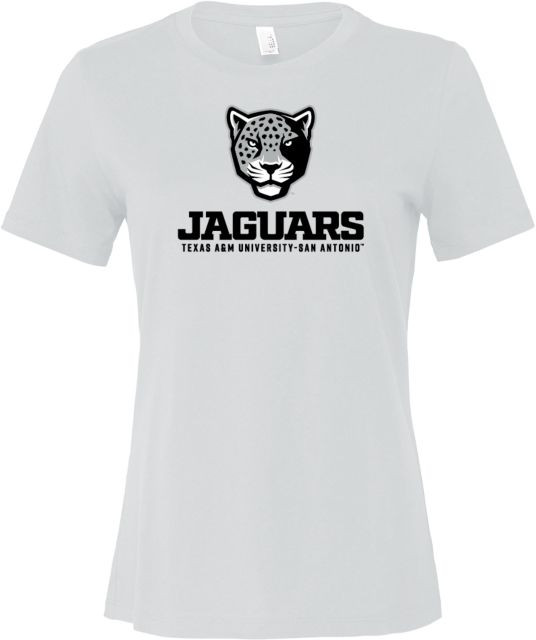 Texas A&M San Antonio Bella + Canvas Womens Relaxed Cotton T Shirt Texas A&M University San Antonio Jaguars Wordmark Stacked - ONLINE ONLY