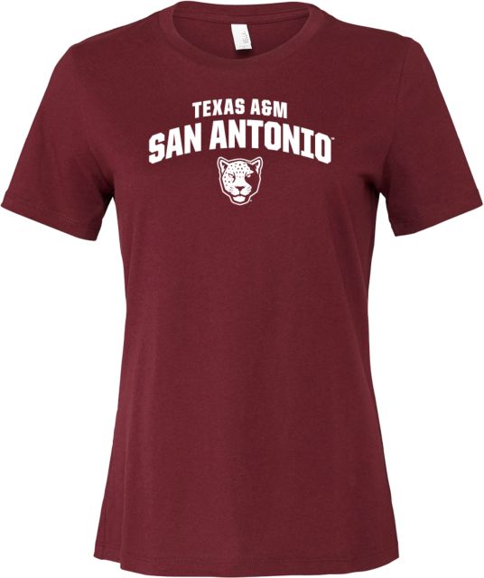 Texas A&M San Antonio Bella + Canvas Womens Relaxed Cotton T Shirt Texas A&M San Antonio Arched with Mascot - ONLINE ONLY