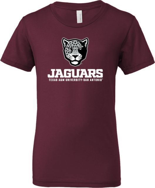 Texas A&M San Antonio Bella + Canvas Youth Jersey T Shirt Texas A&M University San Antonio Jaguars Wordmark Stacked - ONLINE ONLY