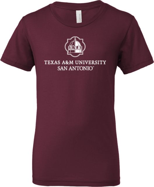 Texas A&M San Antonio Bella + Canvas Youth Jersey T Shirt Texas A&M University San Antonio Wordmark Stacked - ONLINE ONLY