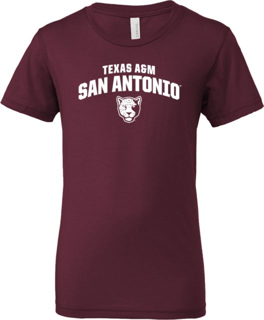 Texas A&M San Antonio Bella + Canvas Youth Jersey T Shirt Texas A&M San Antonio Arched with Mascot - ONLINE ONLY