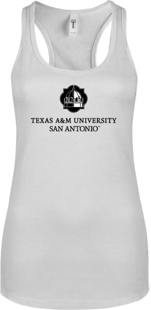 Texas A&M San Antonio Next Level Racerback Tank White Texas A&M University San Antonio Wordmark Stacked - ONLINE ONLY
