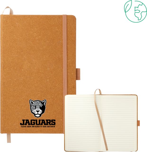 Texas A&M San Antonio 5.5 x 8.5 Natural FSC Mix Recycled Leather Bound Journal Texas A&M University San Antonio Jaguars Wordmark - ONLINE ONLY