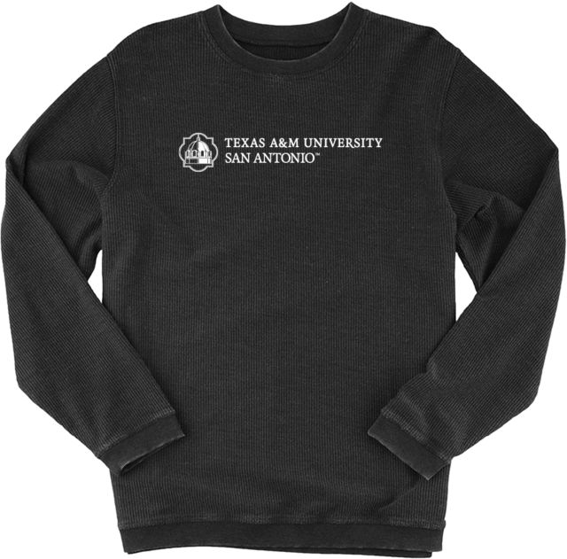 Texas A&M San Antonio Boxercraft Womens Corded Crew Texas A&M University San Antonio Wordmark Horizontal - ONLINE ONLY