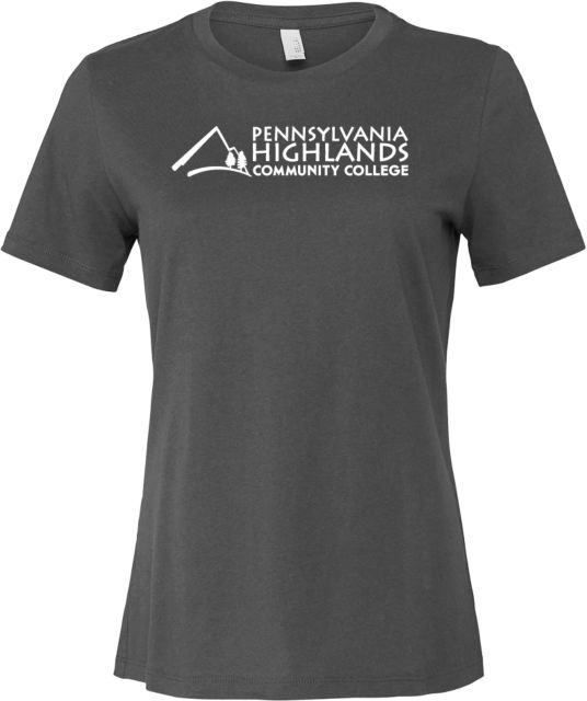Pennsylvania Highlands Bella + Canvas Womens Asphalt Relaxed Cotton T Shirt Pennsylvania Highlands Logo Horizontal - ONLINE ONLY