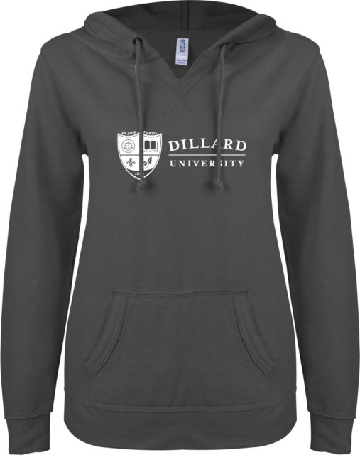 Dillard ENZA Womens V Notch Raw Edge Fleece Hoodie Primary Mark - ONLINE ONLY