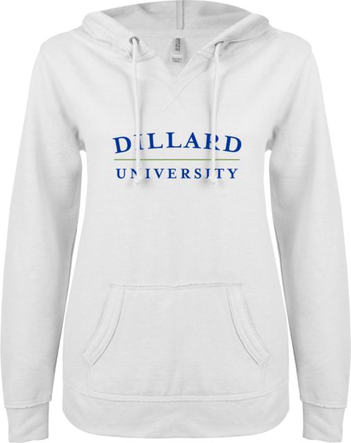 Dillard ENZA Womens V Notch Raw Edge Fleece Hoodie Dillard University Wordmark - ONLINE ONLY