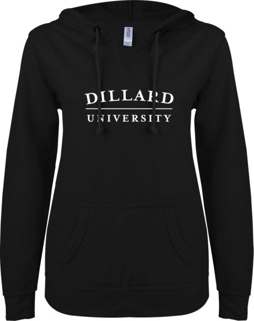 Dillard ENZA Womens V Notch Raw Edge Fleece Hoodie Dillard University Wordmark - ONLINE ONLY