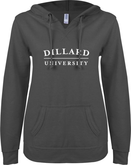 Dillard ENZA Womens V Notch Raw Edge Fleece Hoodie Dillard University Wordmark - ONLINE ONLY