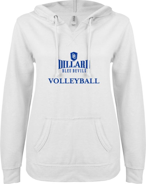 Dillard ENZA Ladies V Notch Raw Edge Fleece Hoodie Volleyball - ONLINE ONLY