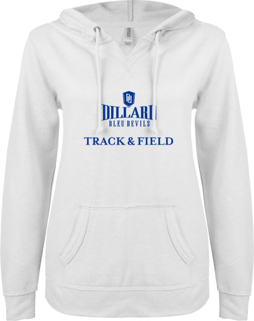 Dillard ENZA Ladies V Notch Raw Edge Fleece Hoodie Track and Field - ONLINE ONLY