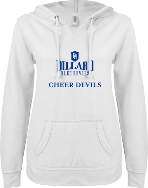 Dillard ENZA Ladies V Notch Raw Edge Fleece Hoodie Cheer Devils - ONLINE ONLY