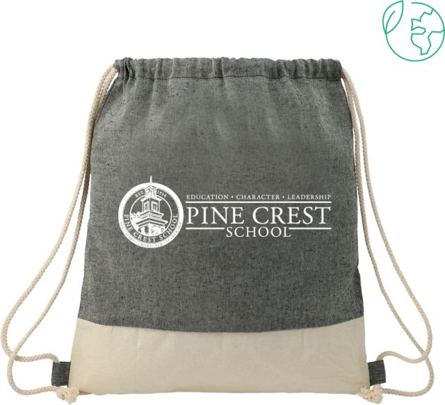 Pine Crest Split Recycled Cotton Drawstring Bag Institutional Mark - ONLINE ONLY