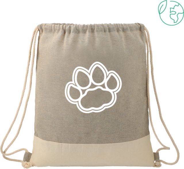 Pine Crest Split Recycled Cotton Grey/Natural Drawstring Bag Paw Print - ONLINE ONLY