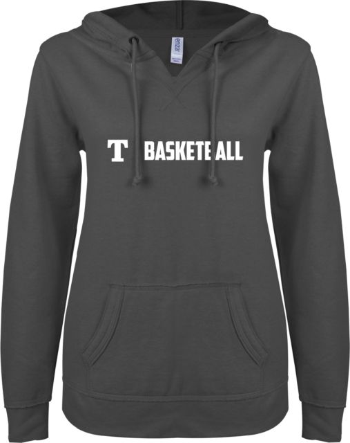 Trine ENZA Ladies V Notch Raw Edge Fleece Hoodie Basketball - ONLINE ONLY