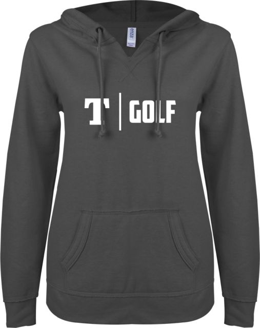 Trine ENZA Ladies V Notch Raw Edge Fleece Hoodie Golf - ONLINE ONLY