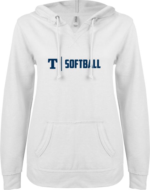 Trine ENZA Ladies V Notch Raw Edge Fleece Hoodie Softball - ONLINE ONLY