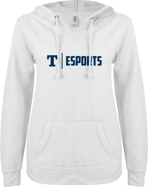 Trine ENZA Ladies V Notch Raw Edge Fleece Hoodie ESports - ONLINE ONLY