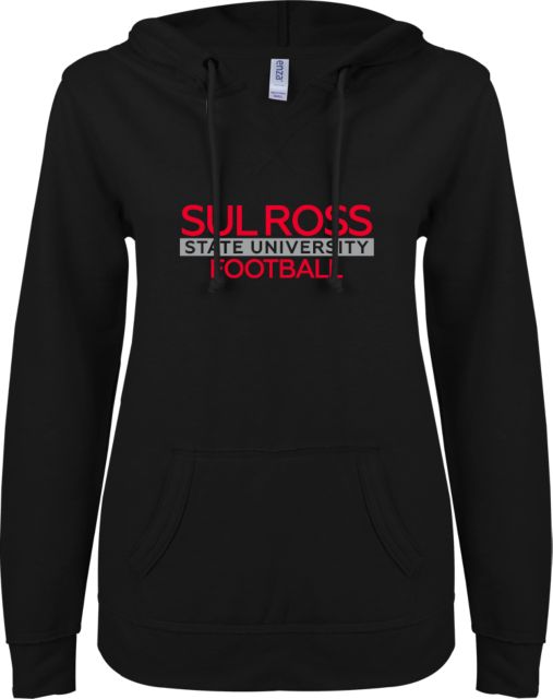 Sul Ross ENZA Womens V Notch Raw Edge Fleece Hoodie Football - ONLINE ONLY