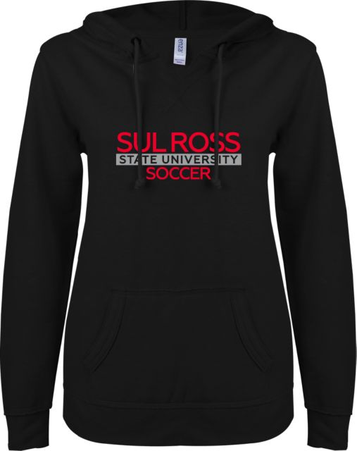 Sul Ross ENZA Womens V Notch Raw Edge Fleece Hoodie Soccer - ONLINE ONLY