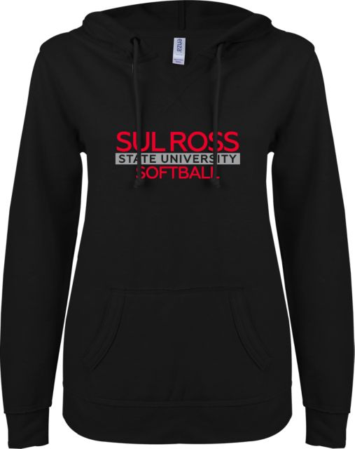 Sul Ross ENZA Womens V Notch Raw Edge Fleece Hoodie Softball - ONLINE ONLY