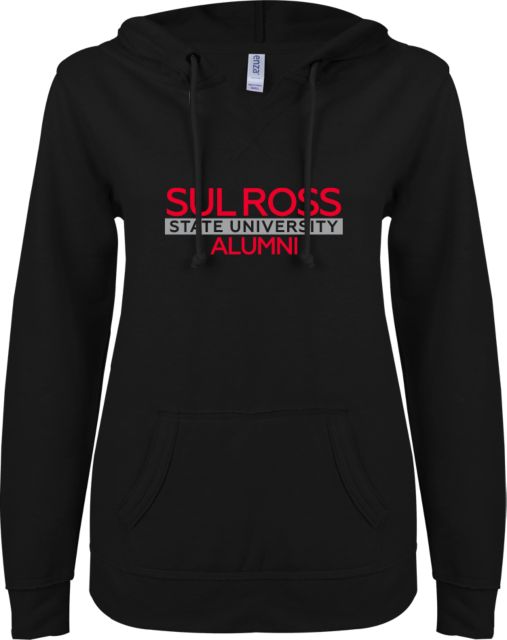 Sul Ross ENZA Womens V Notch Raw Edge Fleece Hoodie Alumni - ONLINE ONLY