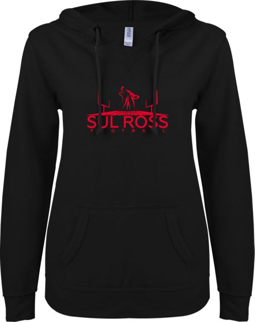 Sul Ross ENZA Womens V Notch Raw Edge Fleece Hoodie Football - ONLINE ONLY