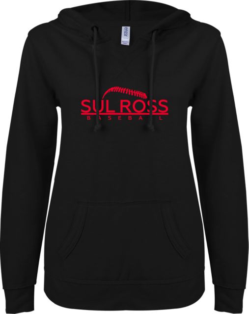 Sul Ross ENZA Womens V Notch Raw Edge Fleece Hoodie Baseball - ONLINE ONLY