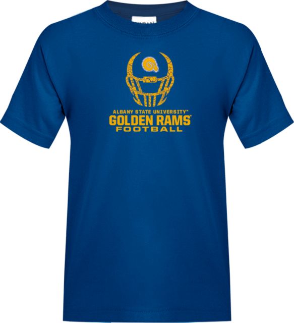 Youth Blue Albany State Golden Rams Team Logo Stripes T-Shirt