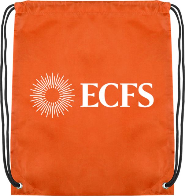 Ethical Culture Orange Drawstring Backpack ECFS Acronym with Sun - ONLINE ONLY